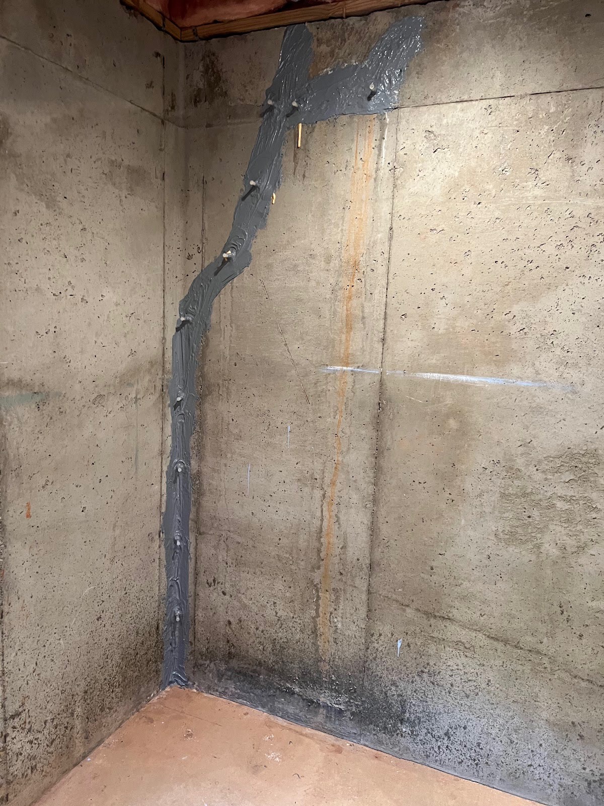 Crack injection repair in progress