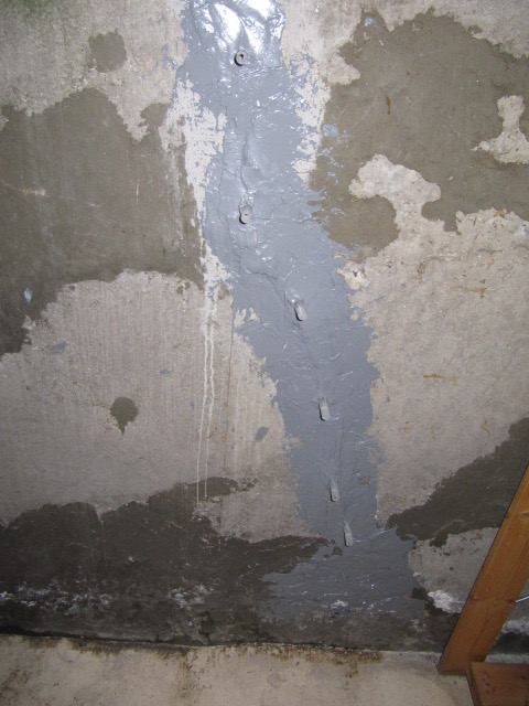 Foundation crack injection close-up