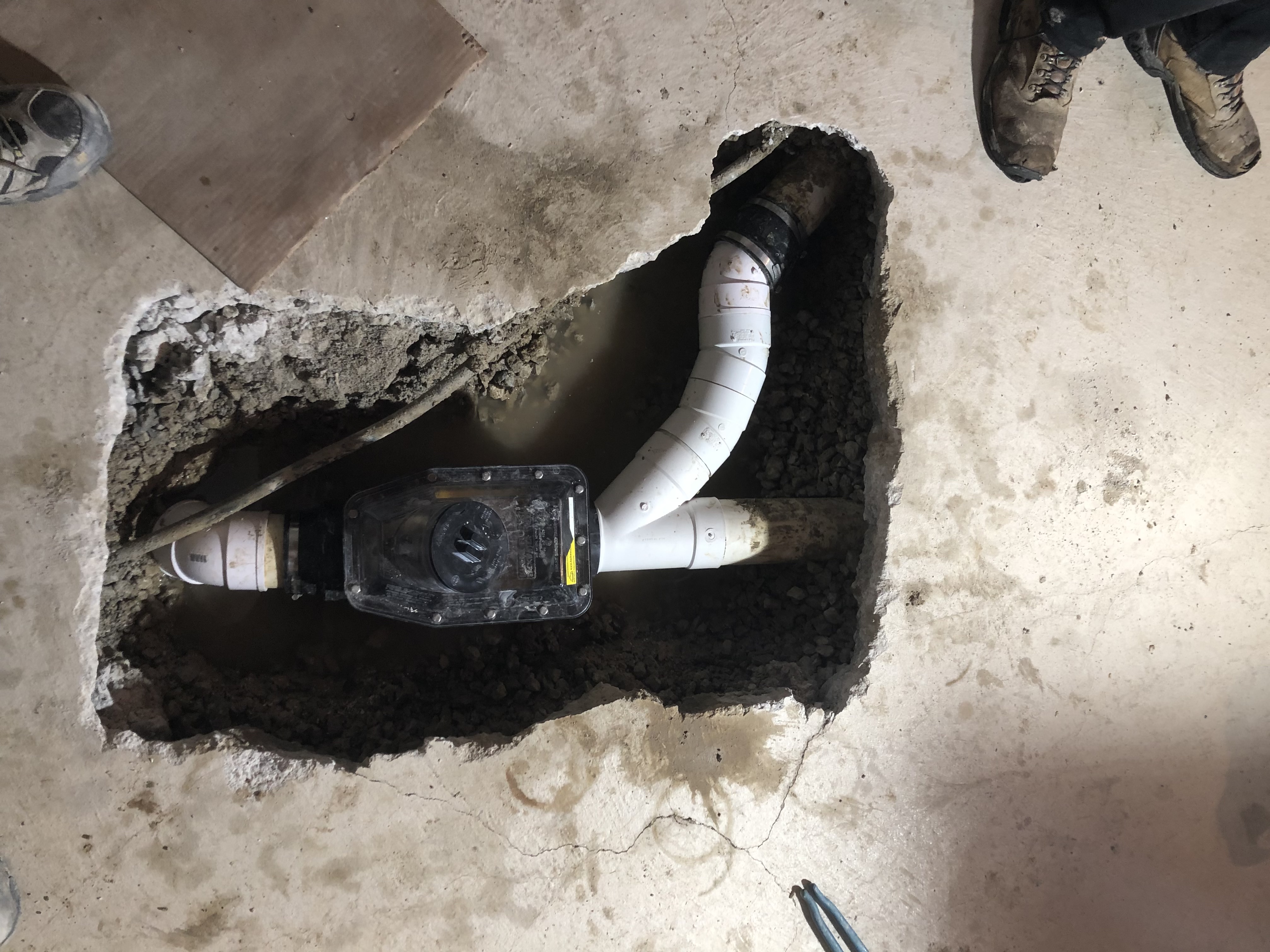 Installed backwater valve
