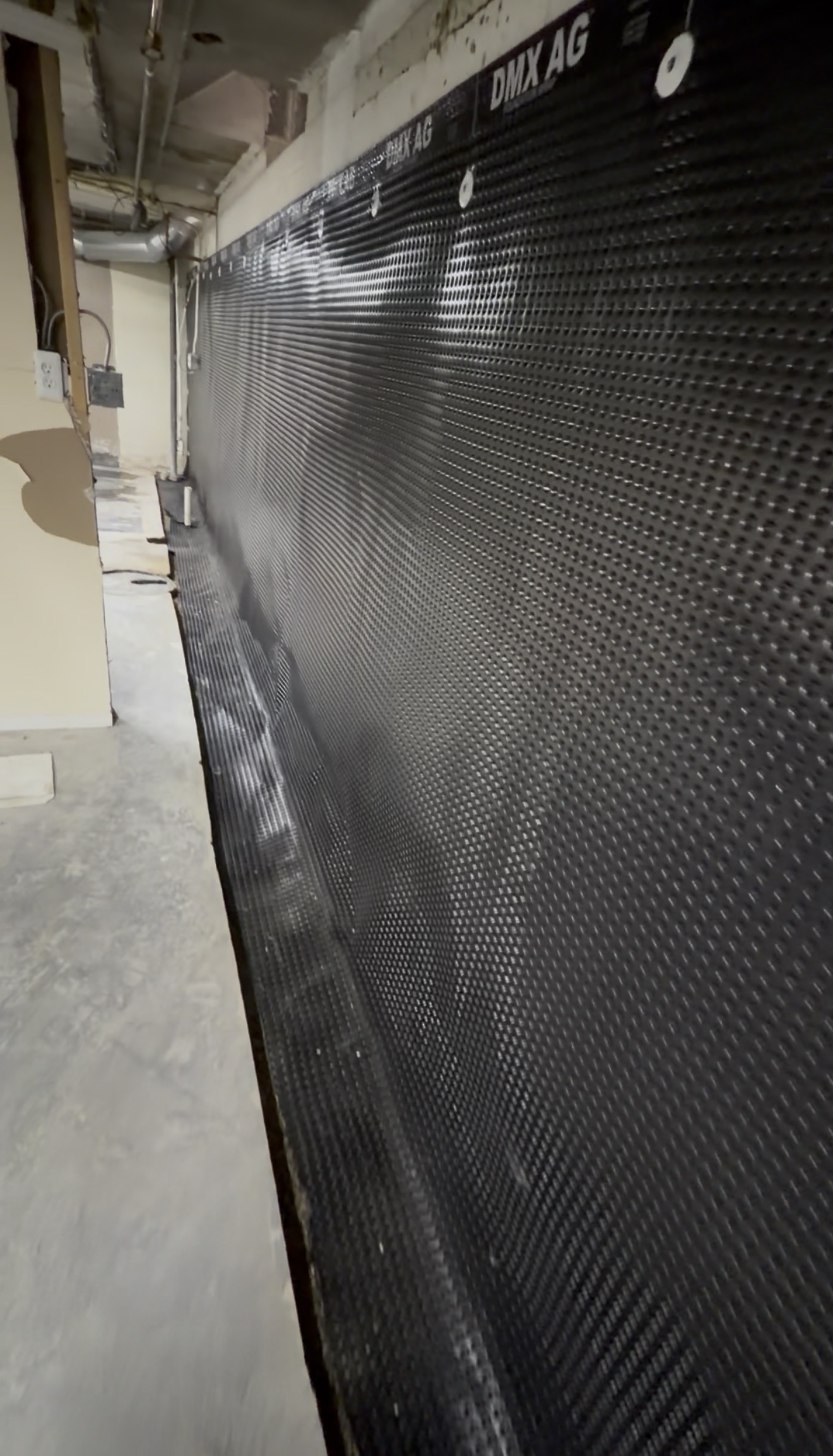 Interior waterproofing in progress