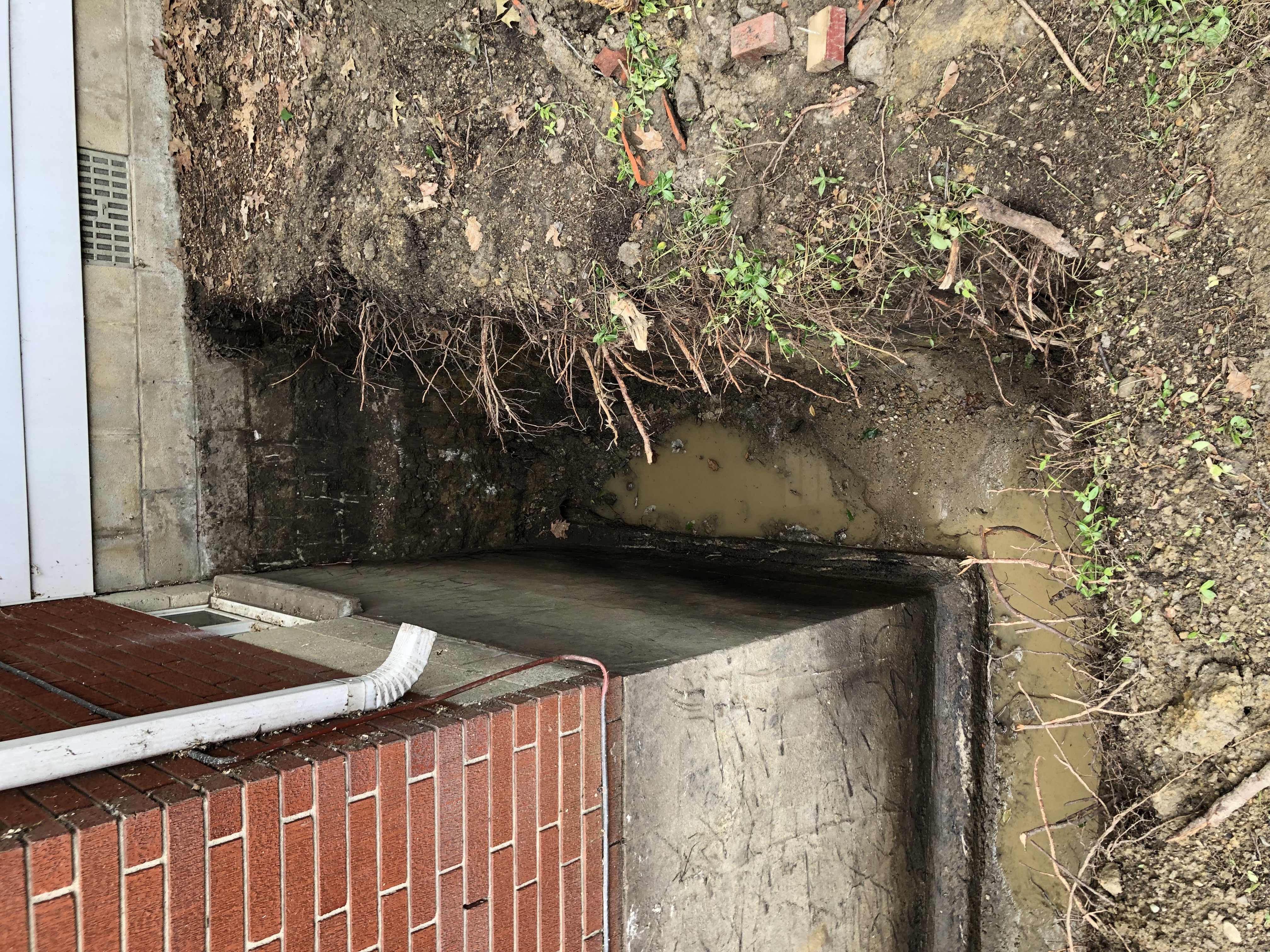 Foundation excavation for waterproofing