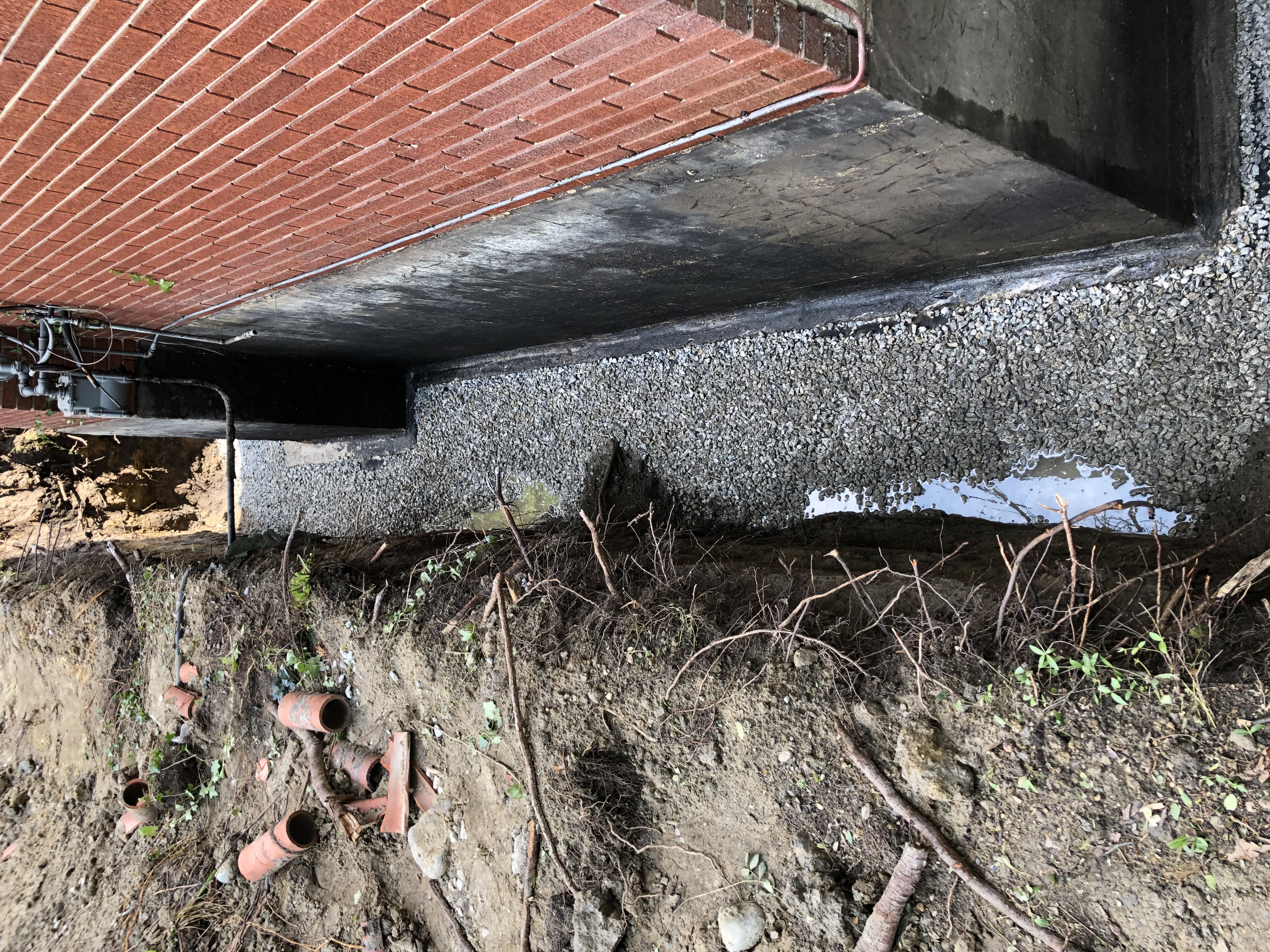 Completed exterior waterproofing