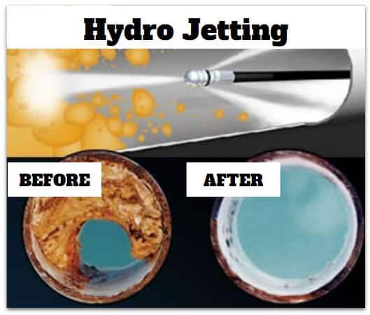 Camera inspection showing drain pipe conditions before and after professional cleaning