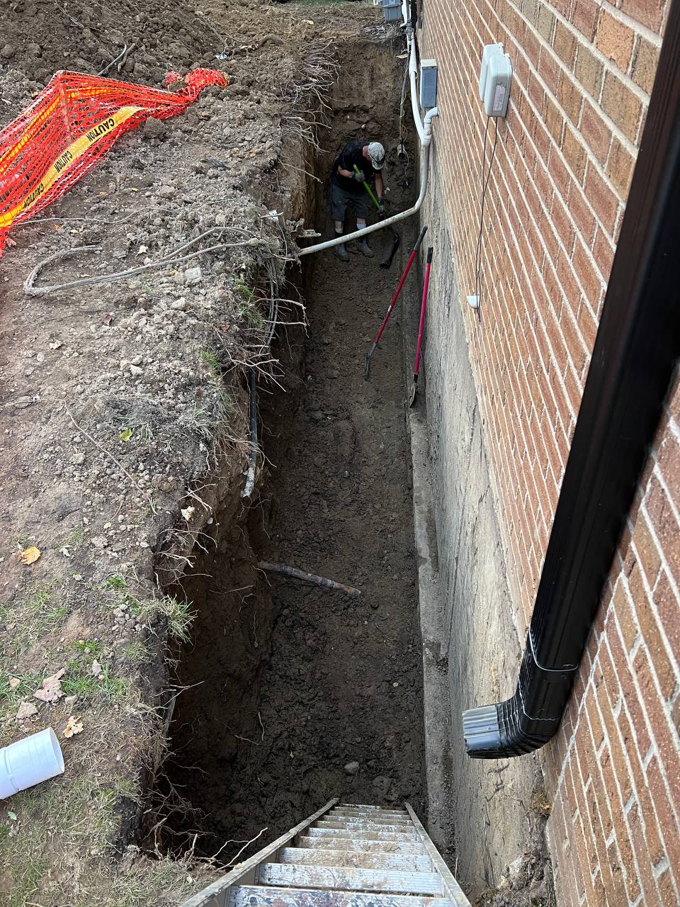 Foundation excavation for exterior waterproofing access